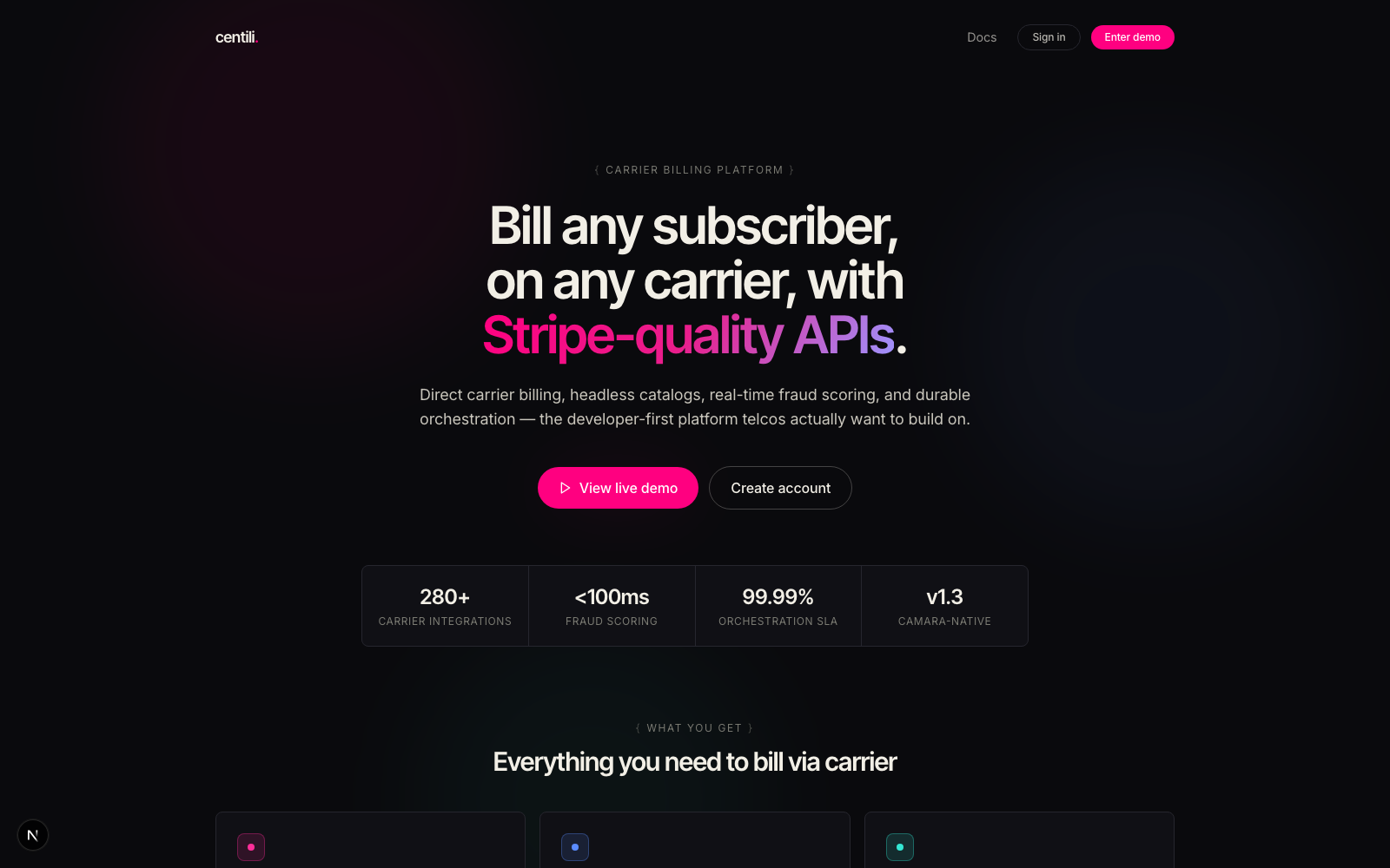 Centili developer portal
